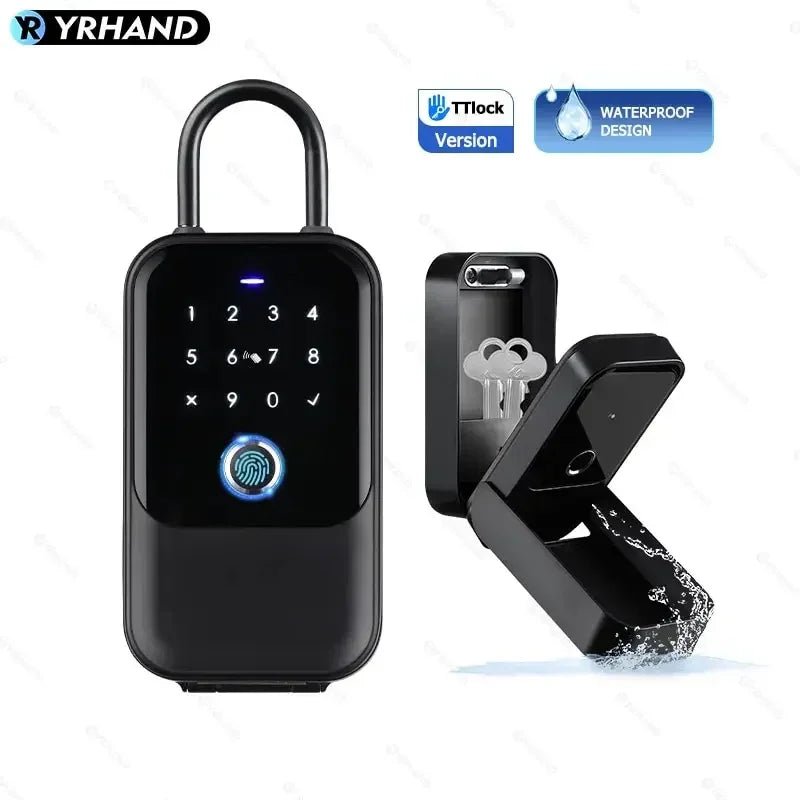 Smart Lock Box Black Tuya App Side View Portable