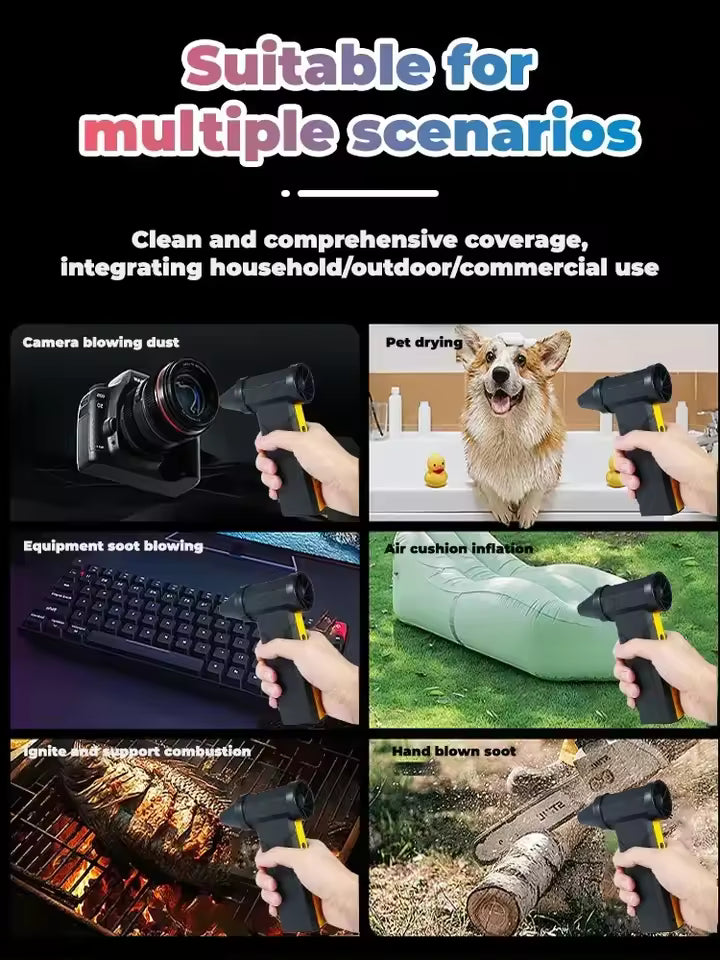 Portable Air Blower Fan Multiple Use Cases Scenarios Infographic