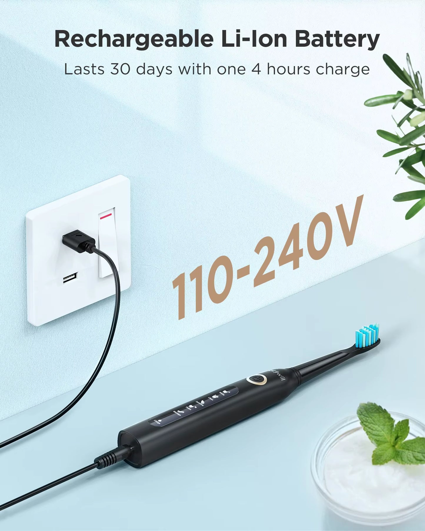 Electric Toothbrush Universal Voltage 110-240V Rechargeable