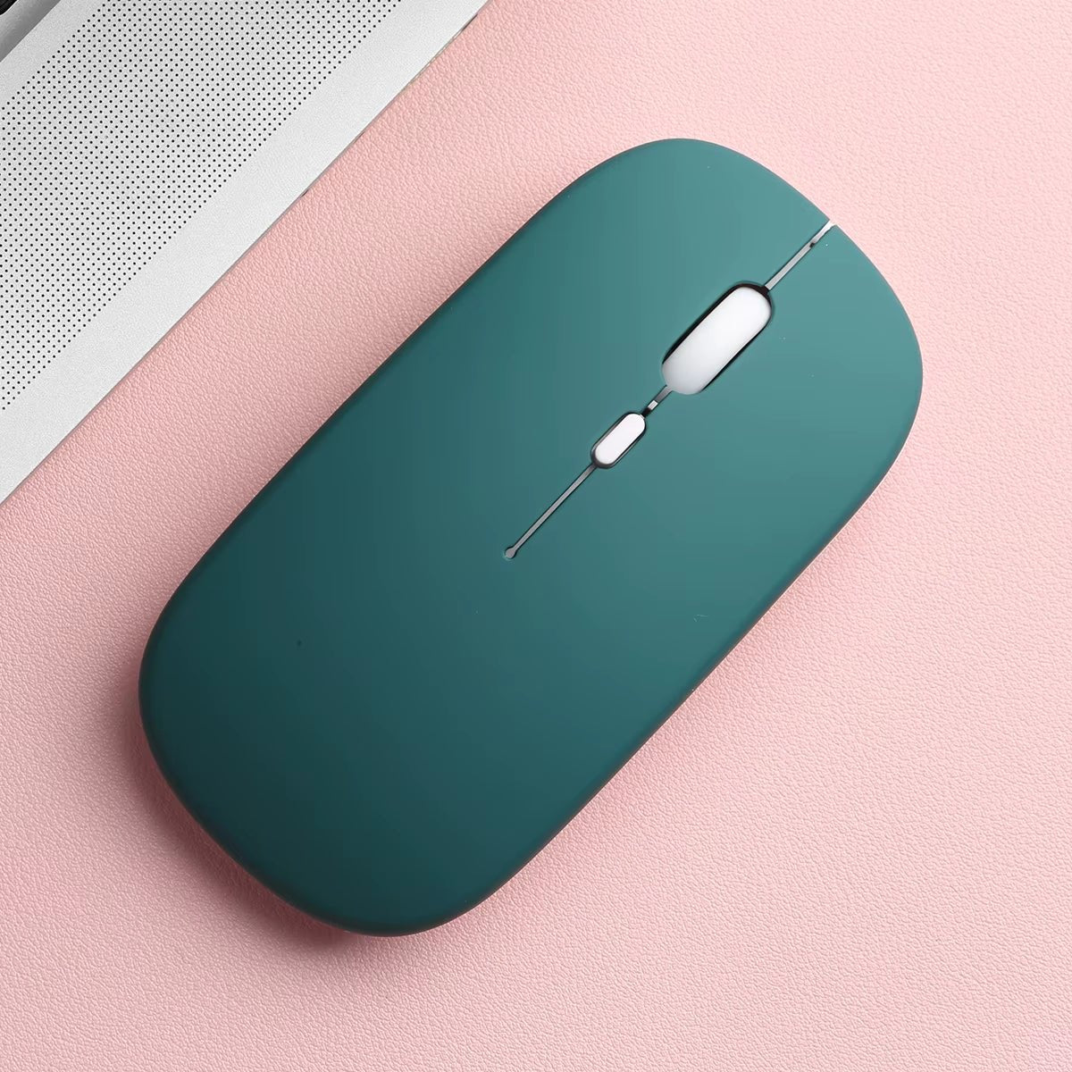Slim Wireless Mouse Dark Green Silent Click Rechargeable
