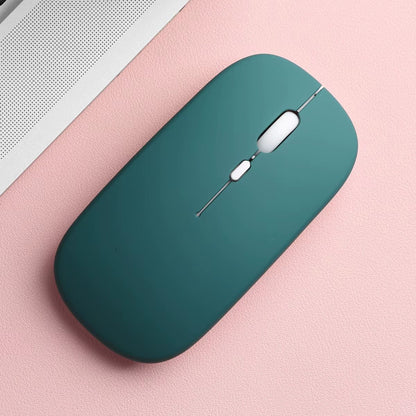 Slim Wireless Mouse Dark Green Silent Click Rechargeable