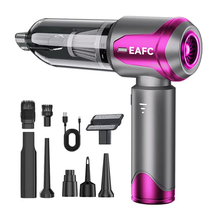Cordless Handheld Vacuum Rosy color with attachments side view