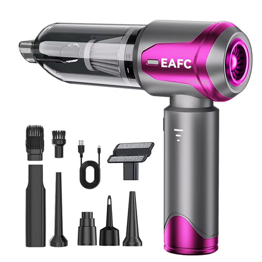 Cordless Handheld Vacuum Rosy color with attachments side view
