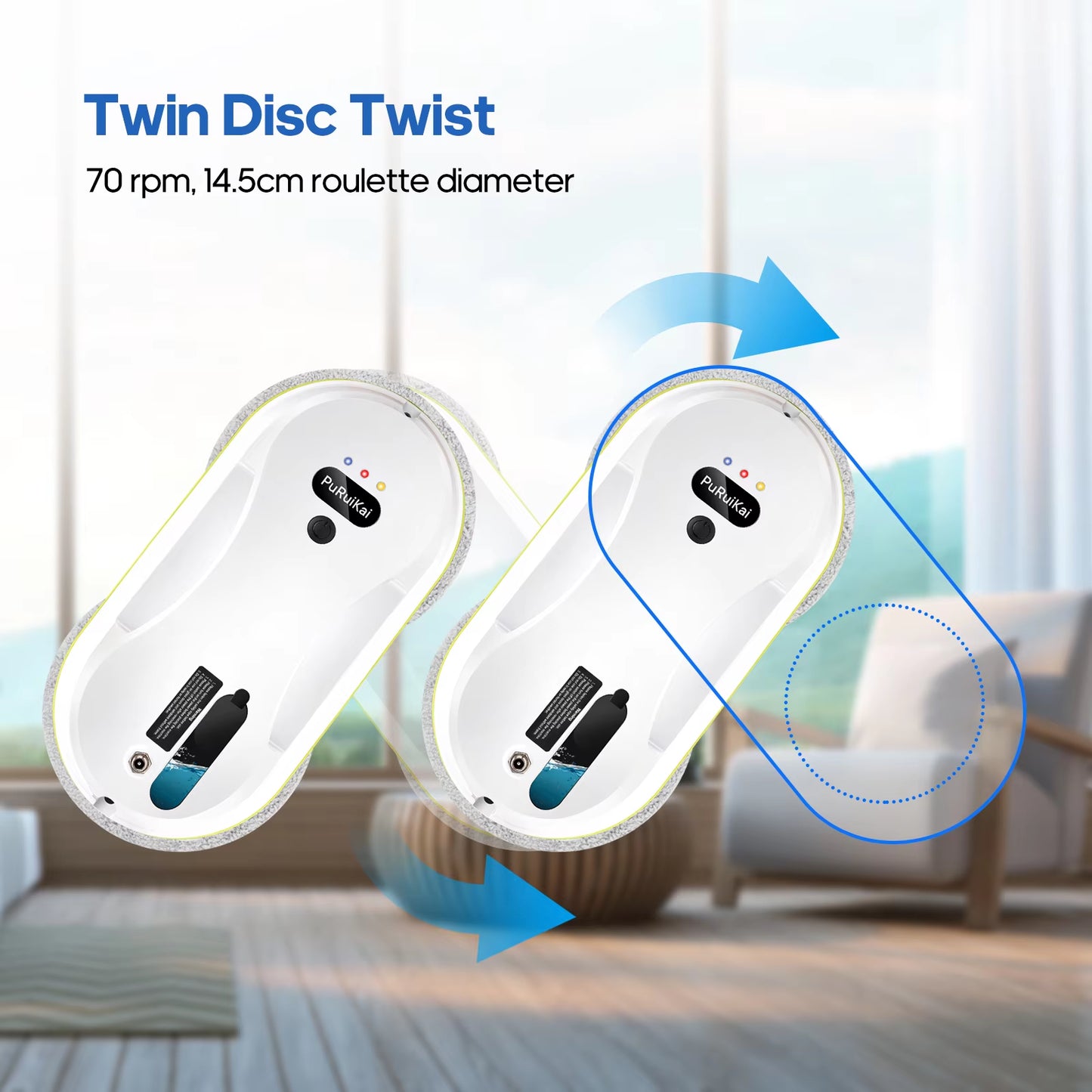 Robotic Window Cleaner Twin Disc Twist Dual Spinning Pads