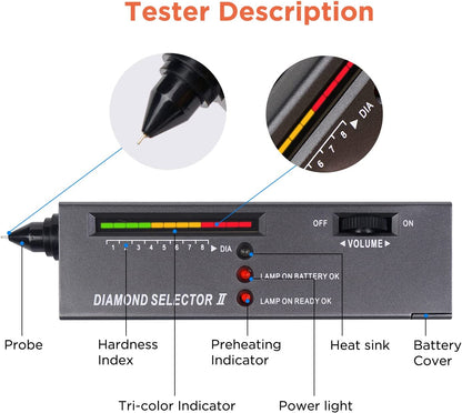 Professional Diamond Tester, Gem Tester Pen Portable Electronic Diamond Tool for Jewelry Jade Ruby Stone