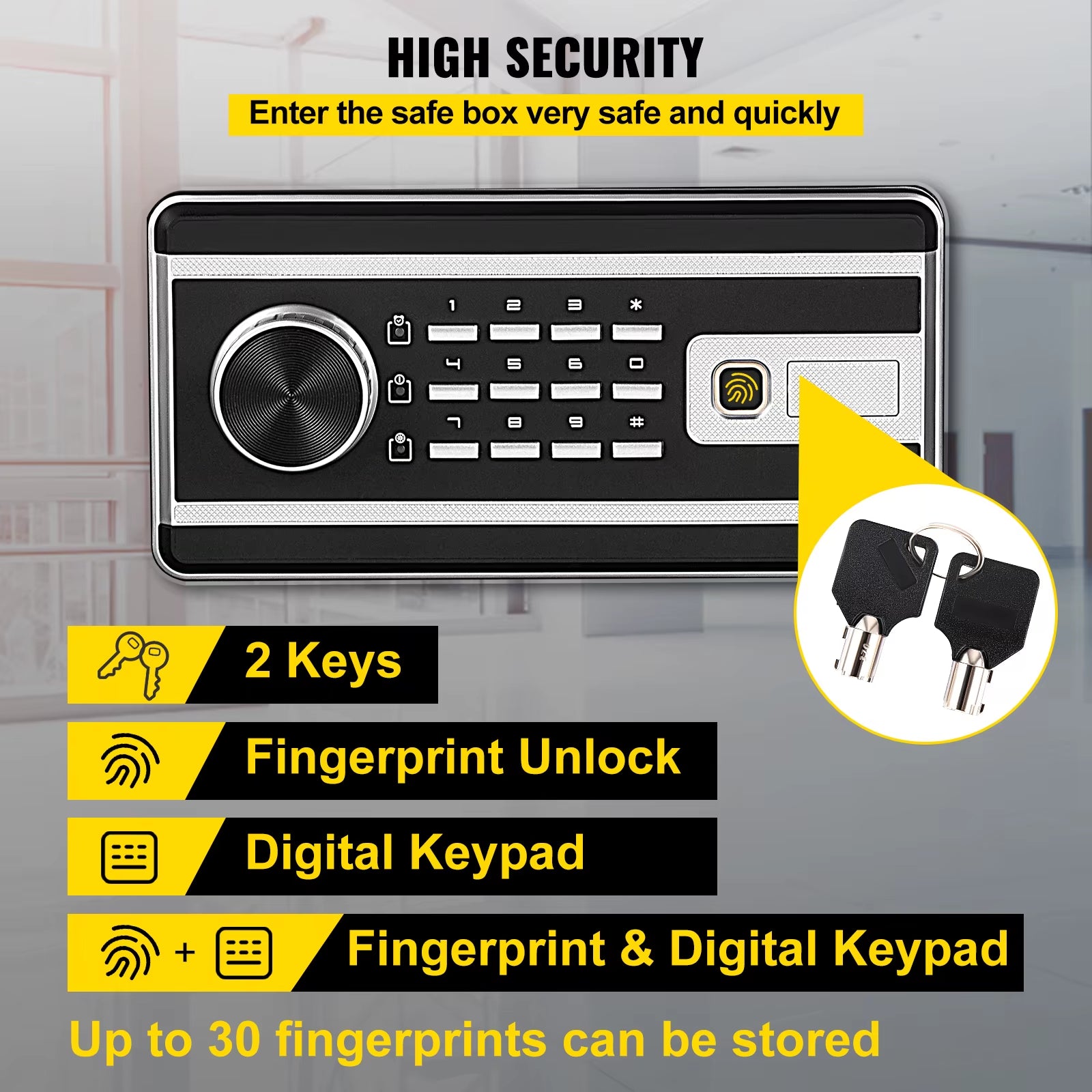Biometric Fingerprint Safe Digital Keypad Lock Close-Up