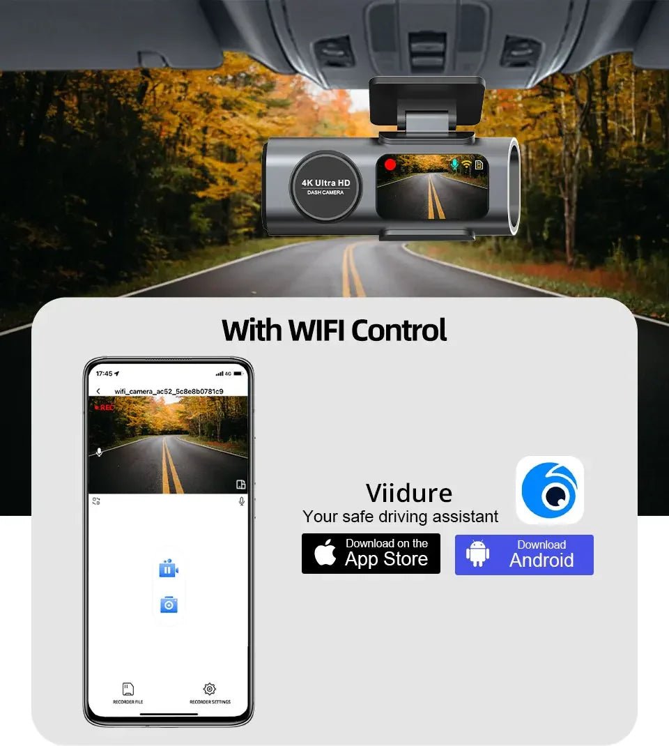4K Dash Cam B53P WiFi App Control Smartphone Interface