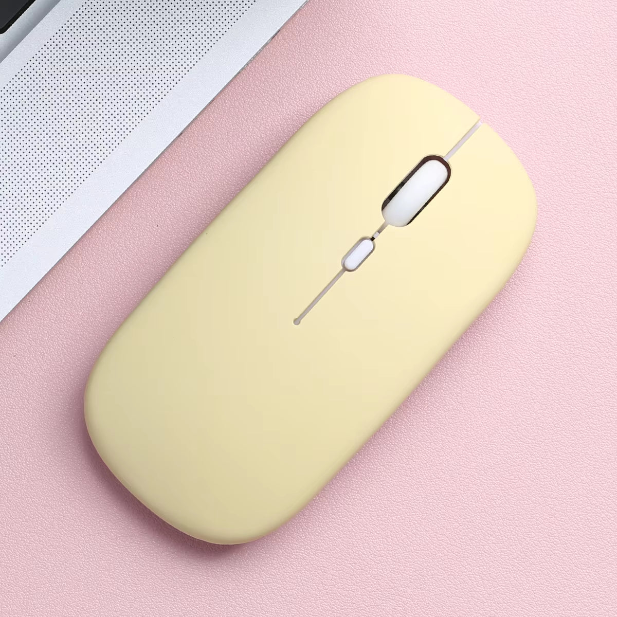 Slim Wireless Mouse Yellow Pastel Rechargeable Compact