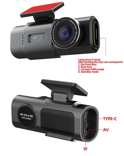 4K Dash Cam B53P Black Compact Camera Side Angle View