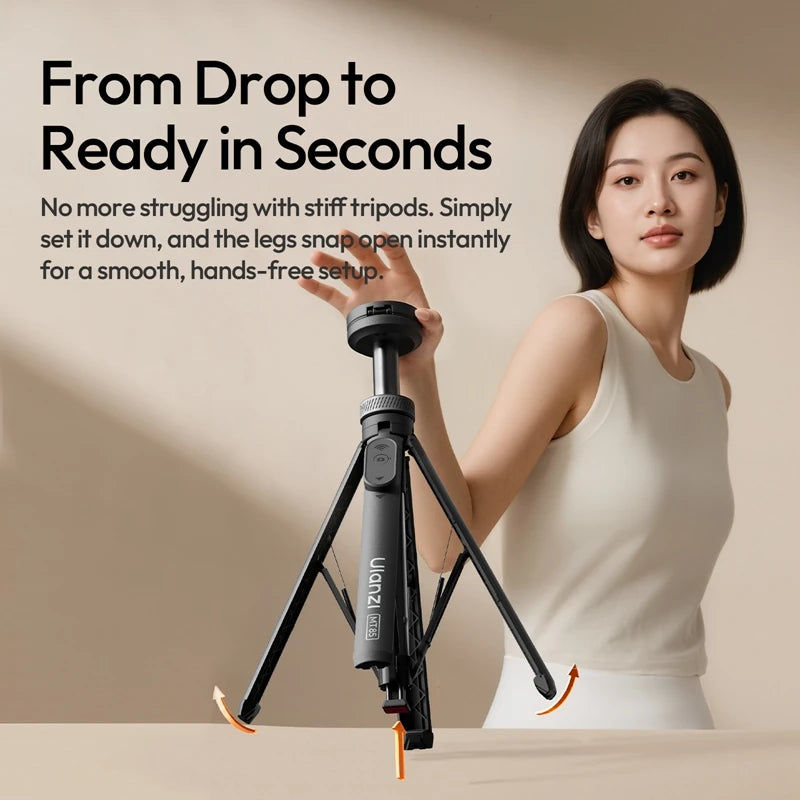 MT85 Automatic Phone Tripod Magsafe Dual-Side Magnet with 10M Wireless Control for Outdoor Travel Selfie Stick Livestream