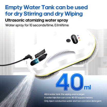 Window Cleaning Robot 40ml Water Tank Dry and Wet Modes