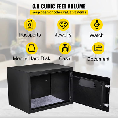 Fingerprint Safe 0.8 Cu Ft Interior Fits Jewelry Documents and Valuables