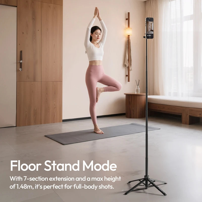 MT85 Automatic Phone Tripod Magsafe Dual-Side Magnet with 10M Wireless Control for Outdoor Travel Selfie Stick Livestream