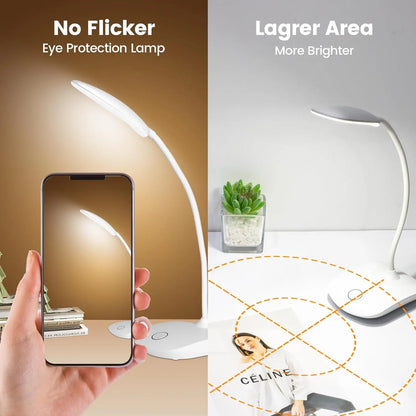 Rechargeable Touch Control Lamp, 2000Mah Built-In, up to 30H Use, Flexible Gooseneck Arm, Eye-Caring Light, Wireless