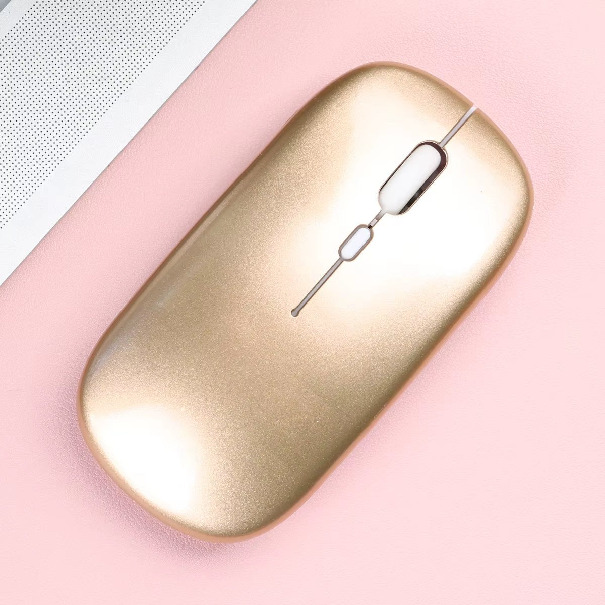 Wireless Silent Mouse Gold Metallic Slim Rechargeable