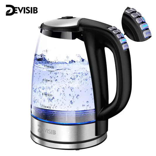 Electric Glass Kettle 2200W – Fast Boil with Temperature Control & Keep Warm