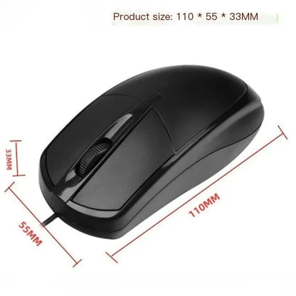 Wired USB Mouse Size Dimensions Chart Ergonomic Design