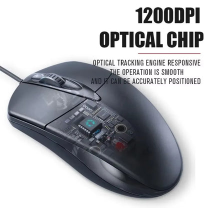 Wired Office Mouse 1200DPI Optical Chip Precision Tracking