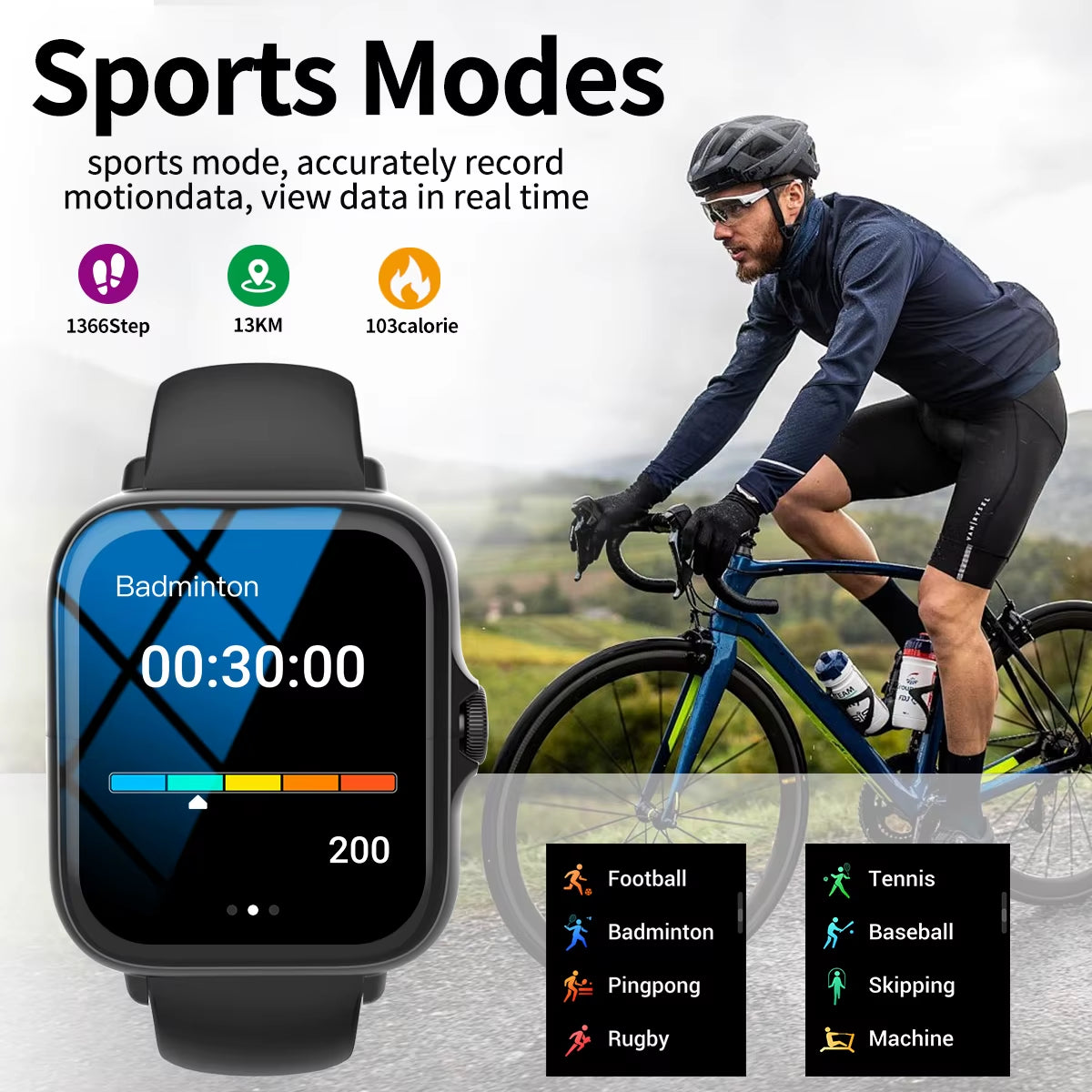 Smart Watch with Full Touch Screen, Call, Message Reminder, Music Control and Other Functions, Compatible with Iphone/Android Mo