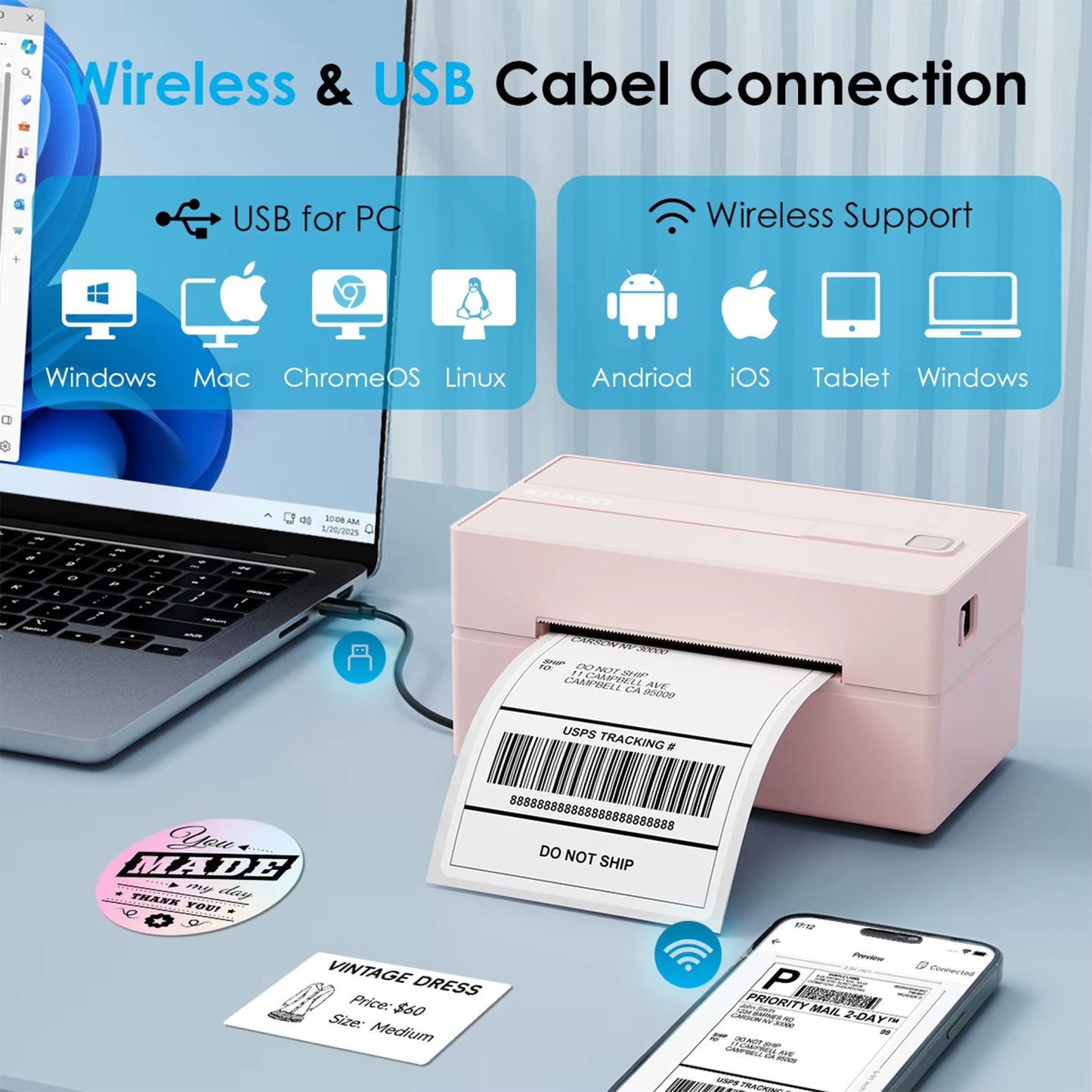 Thermal Label Printer Cable Connection Setup Guide