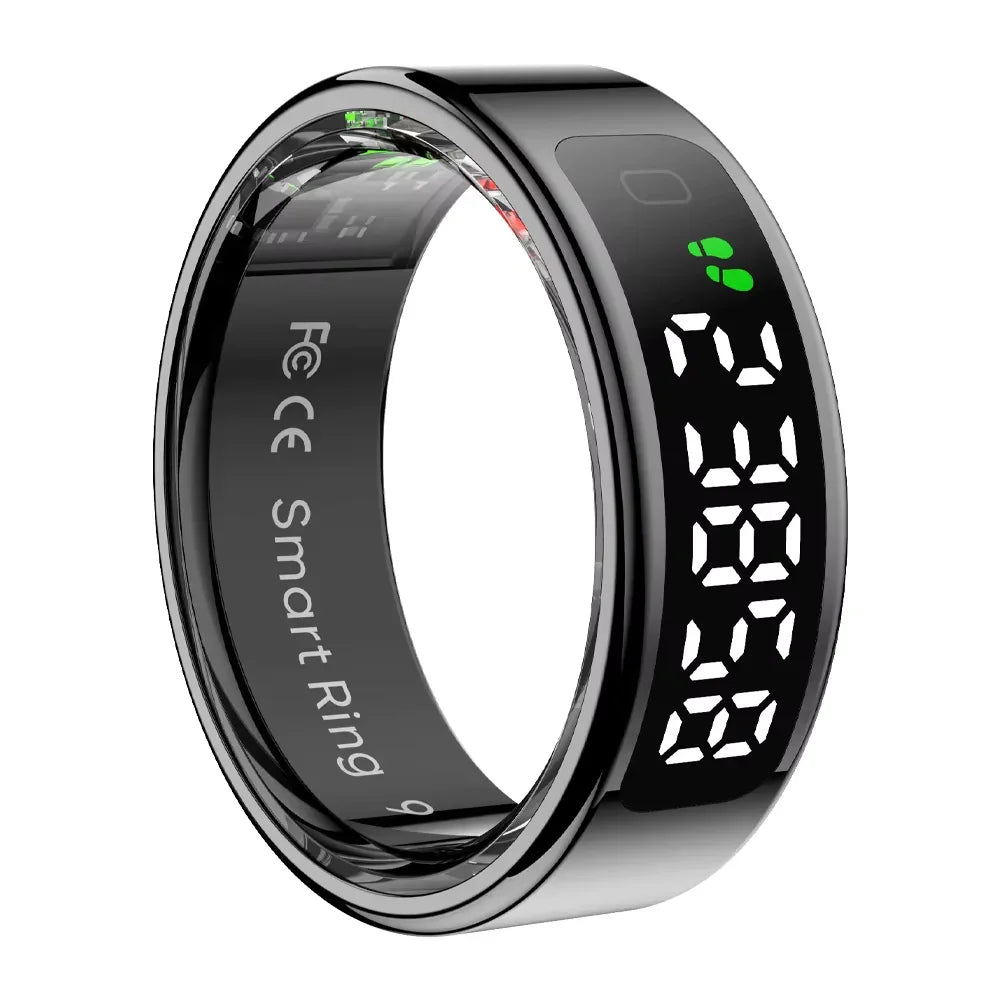 Smart Ring Black LED Display Fitness Tracker Side View