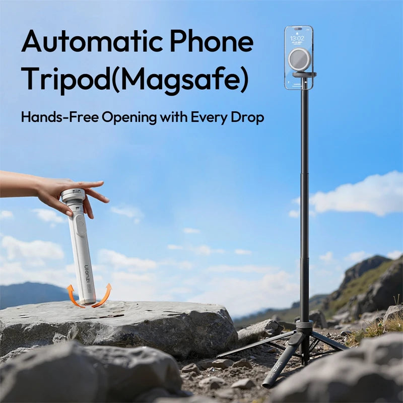 MT85 Automatic Phone Tripod Magsafe Dual-Side Magnet with 10M Wireless Control for Outdoor Travel Selfie Stick Livestream