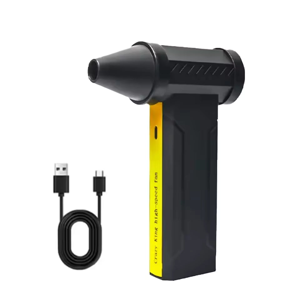 Air Blower Fan Black Yellow USB Charging Cable Included