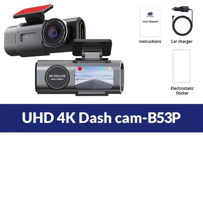 UHD 4K Dash Cam B53P Black with USB Cable and Accessories
