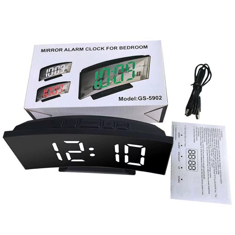LED Mirror Clock White Light with USB Cable Accessory