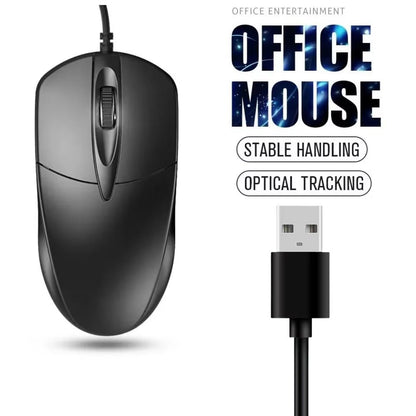 Wired Office Mouse USB Cable Ergonomic Optical Tracking