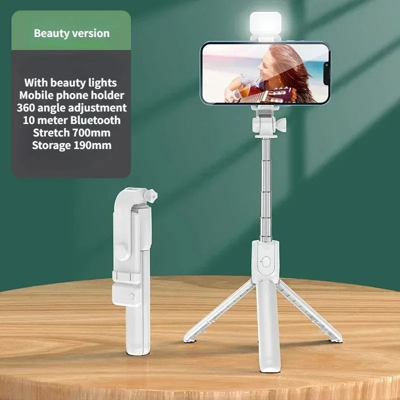 Selfie Stick Wireless Tripod Stand with Light Bluetooth Remote Extendable Tripod for Iphone Mobile Phone Live Streaming