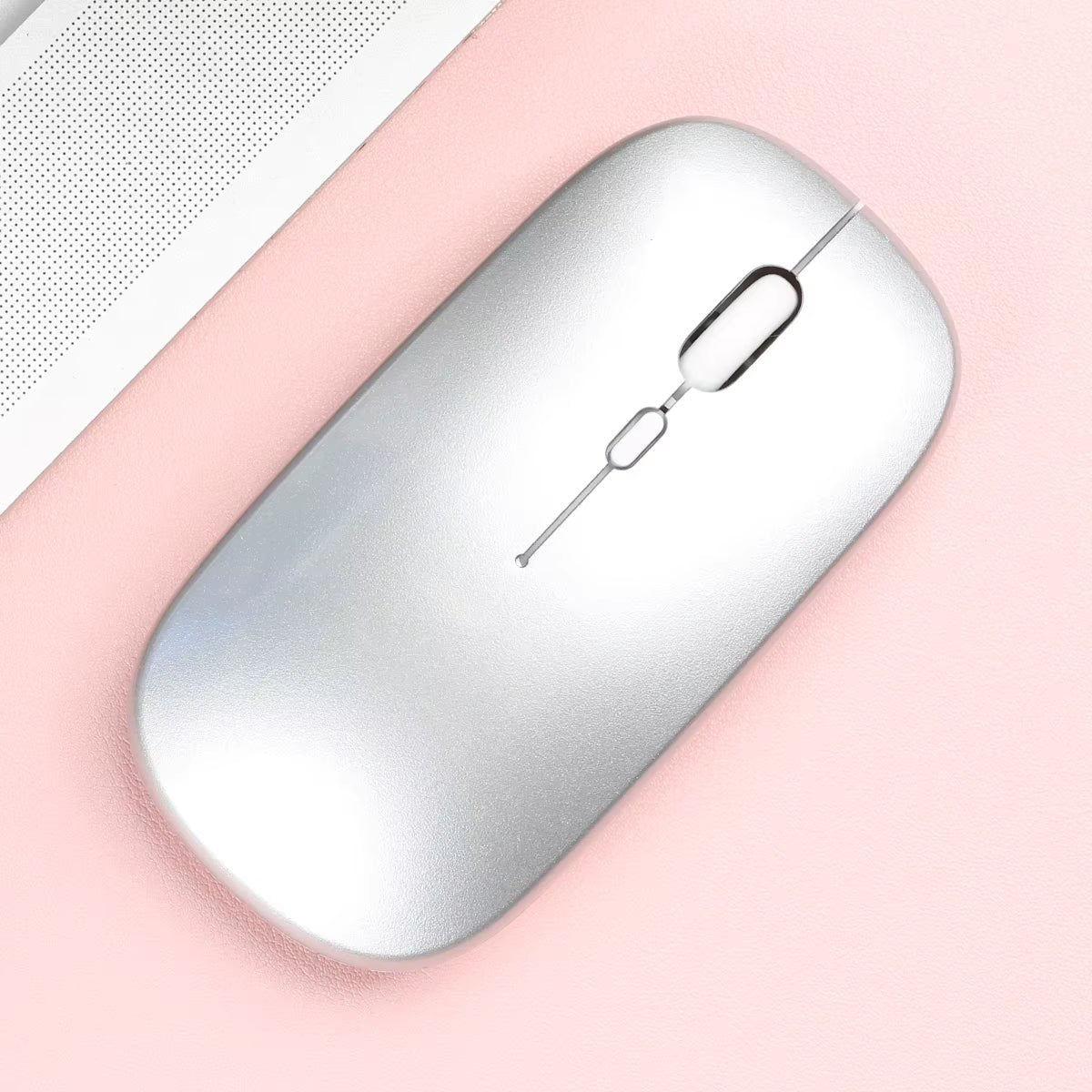 Slim Wireless Bluetooth Mouse Silver Metallic Finish