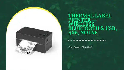 Thermal Label Printer &mdash; Wireless Bluetooth &amp; USB, 4x6, No Ink by@Outfy