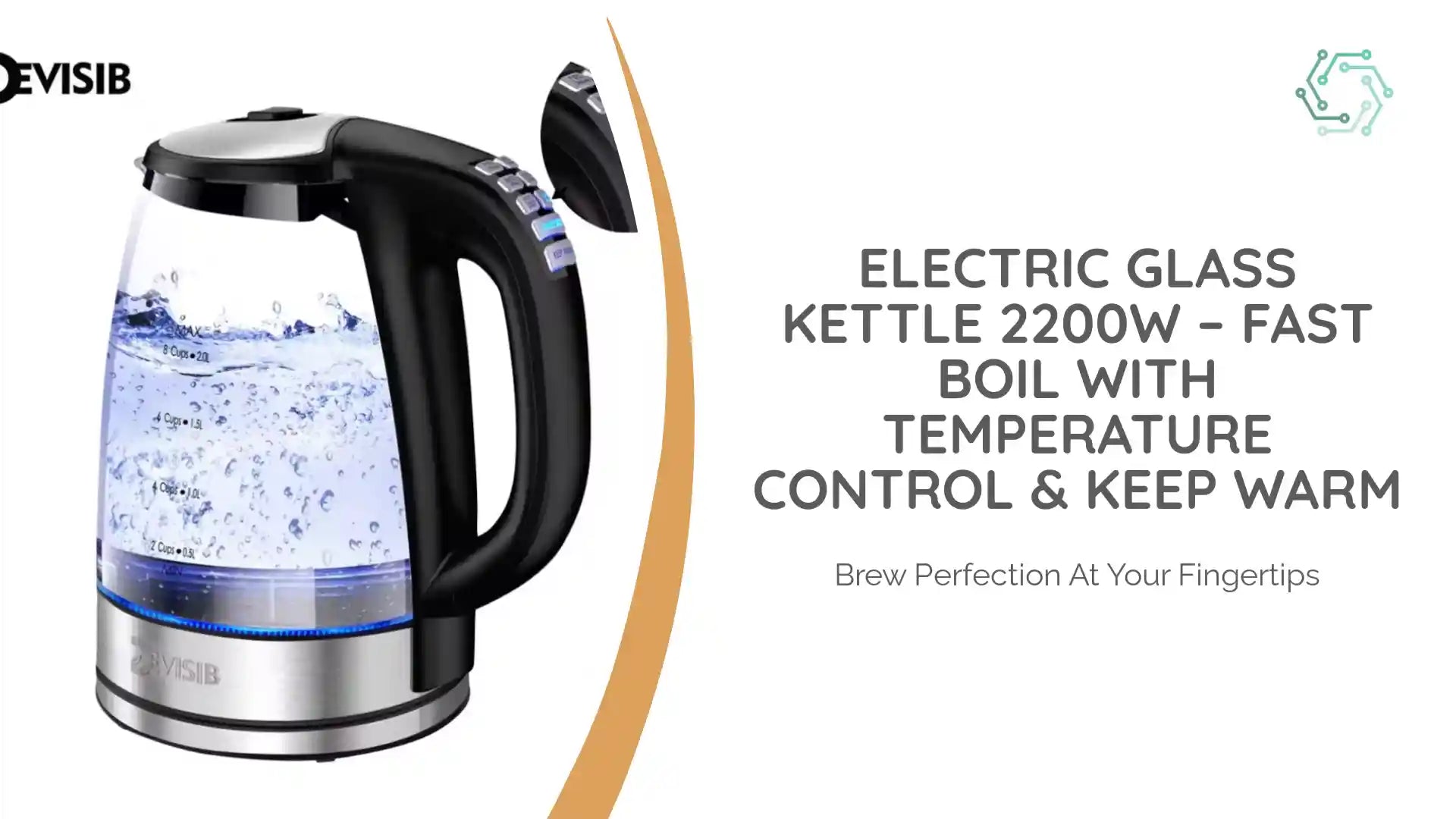 Electric Glass Kettle 2200W &ndash; Fast Boil with Temperature Control & Keep Warm by@Outfy