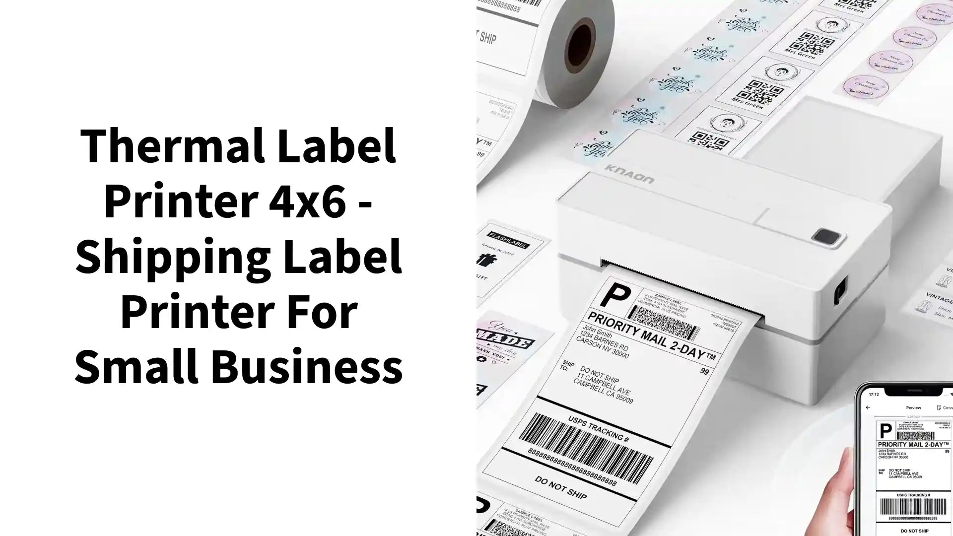 Thermal Label Printer 4x6 - Shipping Label Printer for Small Business by@Outfy
