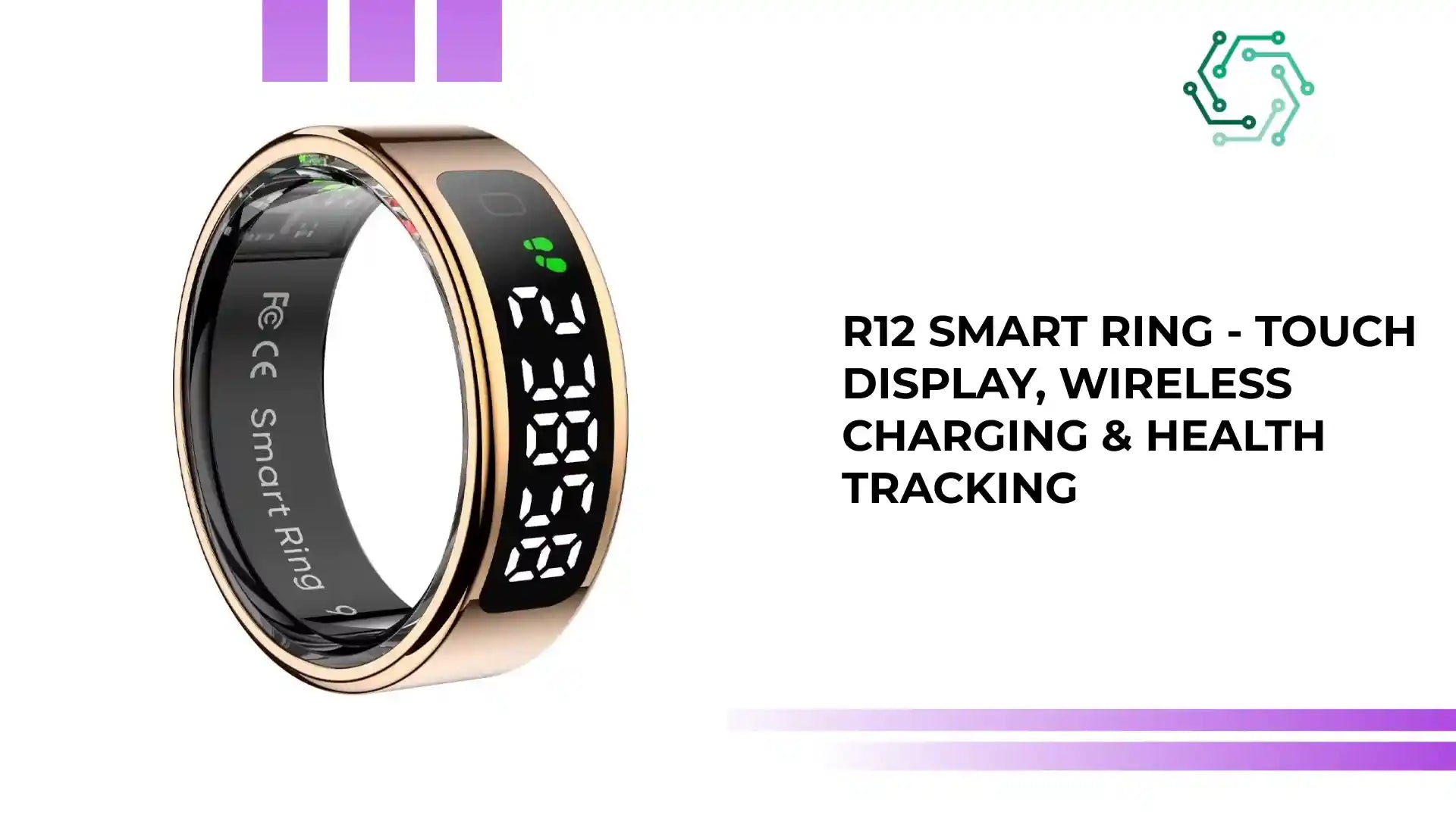 R12 Smart Ring - Touch Display, Wireless Charging & Health Tracking by@Outfy