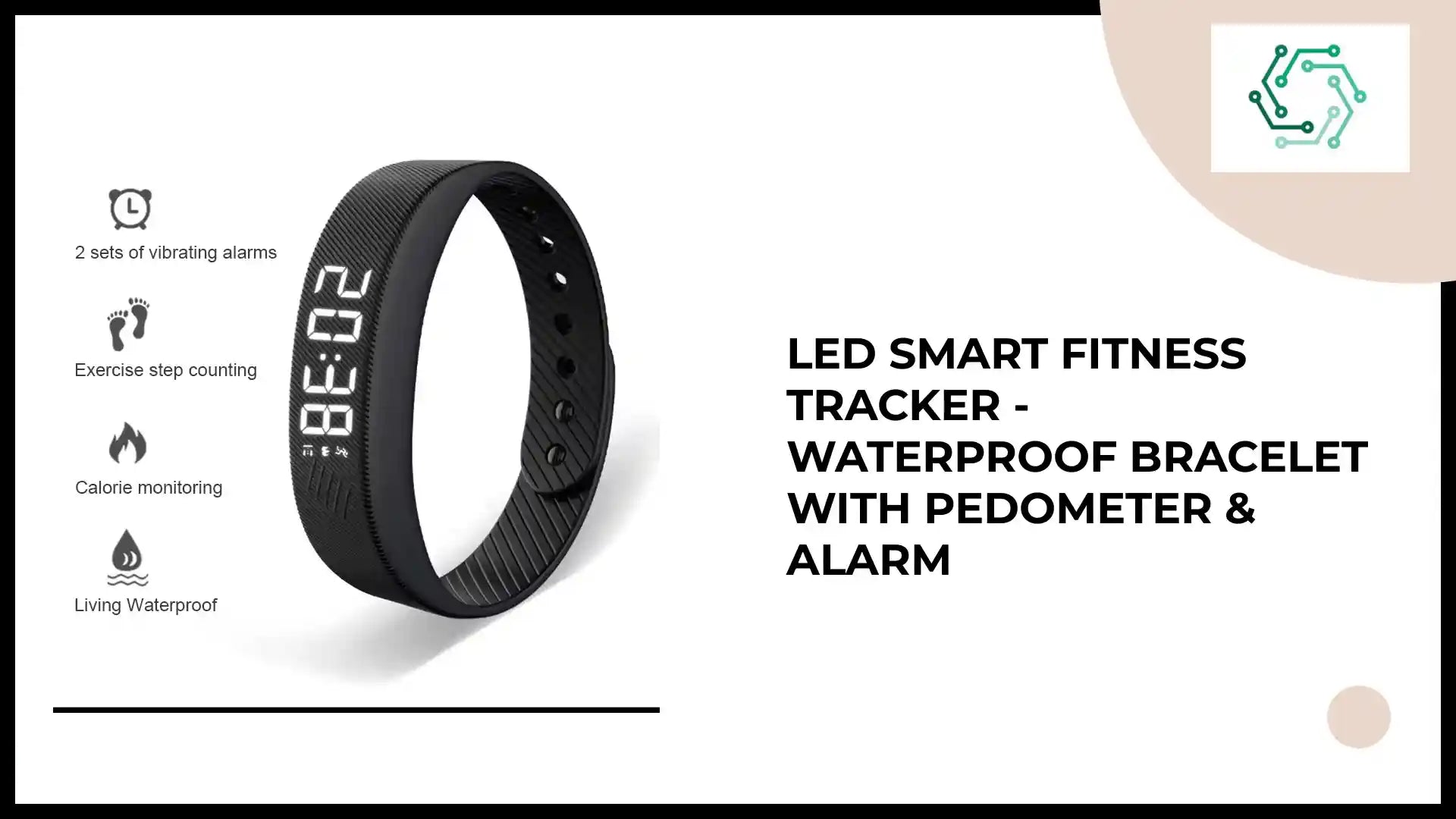 LED Smart Fitness Tracker - Waterproof Bracelet with Pedometer & Alarm by@Outfy