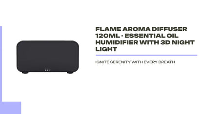Flame Aroma Diffuser 120ml - Essential Oil Humidifier with 3D Night Light by@Outfy